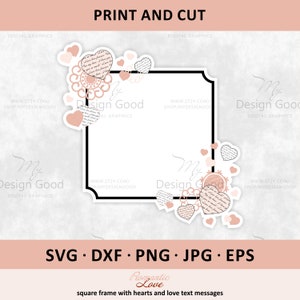 Cadre rectangulaire amour romantique avec fleurs et feuilles DXF. Clipart de couleurs beiges et terre cuite. Téléchargement de fichiers de découpe d'étiquettes. Imprimez et découpez