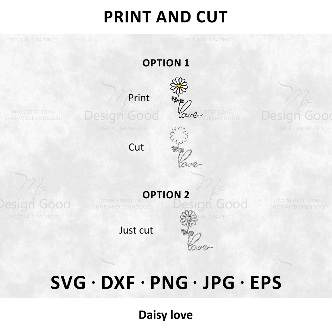Daisy Love SVG Flower Svg Daisy With Leaves Svg Etsy