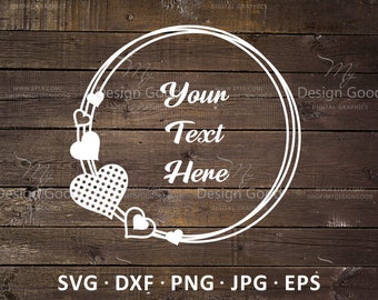 Circle Wire Frame svg. Heart Wreath svg. Wedding frame svg. Circle Monogram SVG, Design one color eps Dxf PNG Silhouette Cricut Cut file DIY