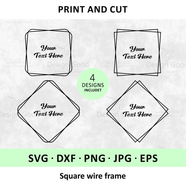 Square Monogram SVG, Square Wire Frames bundle. Design for DIY, Holiday Decor, Shirt, Cut file. Clipart, eps, Dfx, PNG. Silhouette, Cricut