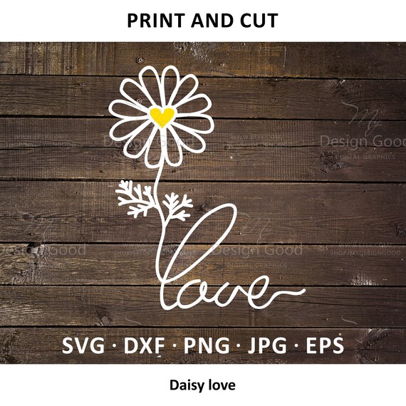 Daisy Love Svg Flower Svg Daisy With Leaves Svg Etsy