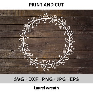 Laurel wreath SVG. Leaves frame svg. Laurel monogram svg. Branch wreath svg. Design for Wedding, DIY, Shirt. Silhouette, Cut file, Cricut