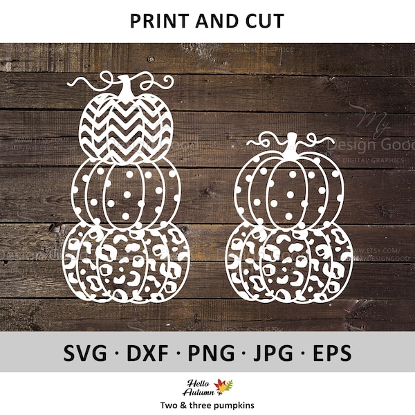 Three Leopard Pumpkin SVG, Stacked Cheetah Pumpkin Clip Art. Autumn Holiday Decor, Fall Design, eps, Dxf PNG. Silhouette, Cricut, Cut file.