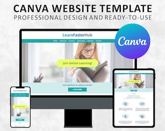 Plantilla de sitio web de Canva para coaching, cursos en línea y capacitaciones, diseño profesional, ventas y educación.