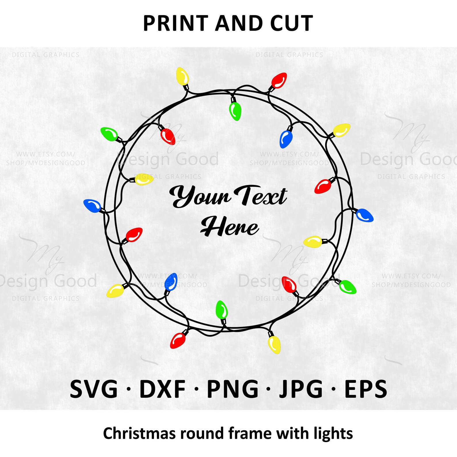 Christmas Lights SVG. Christmas Round Frame Svg. Christmas Etsy