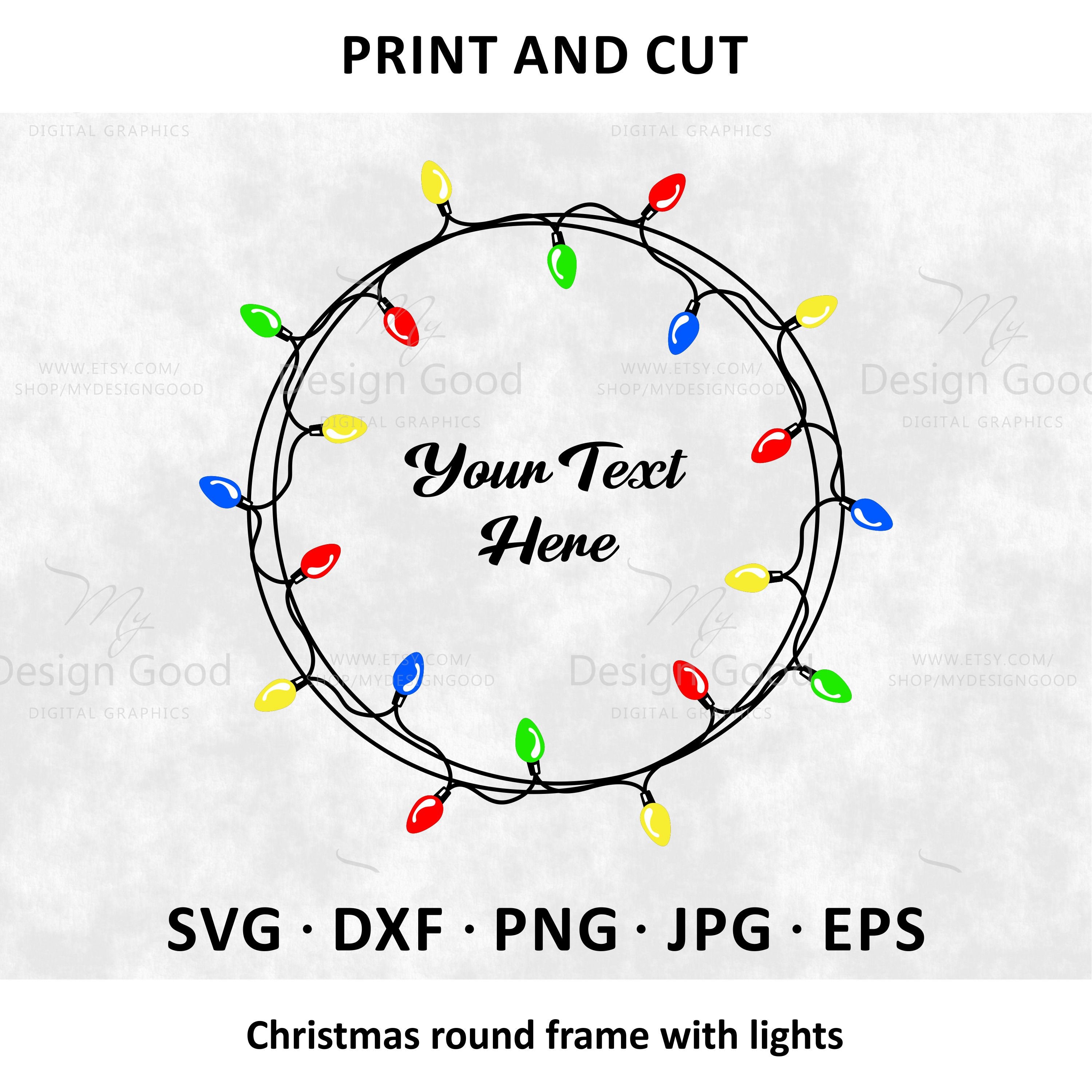 Christmas lights SVG. Christmas round frame svg. Christmas | Etsy