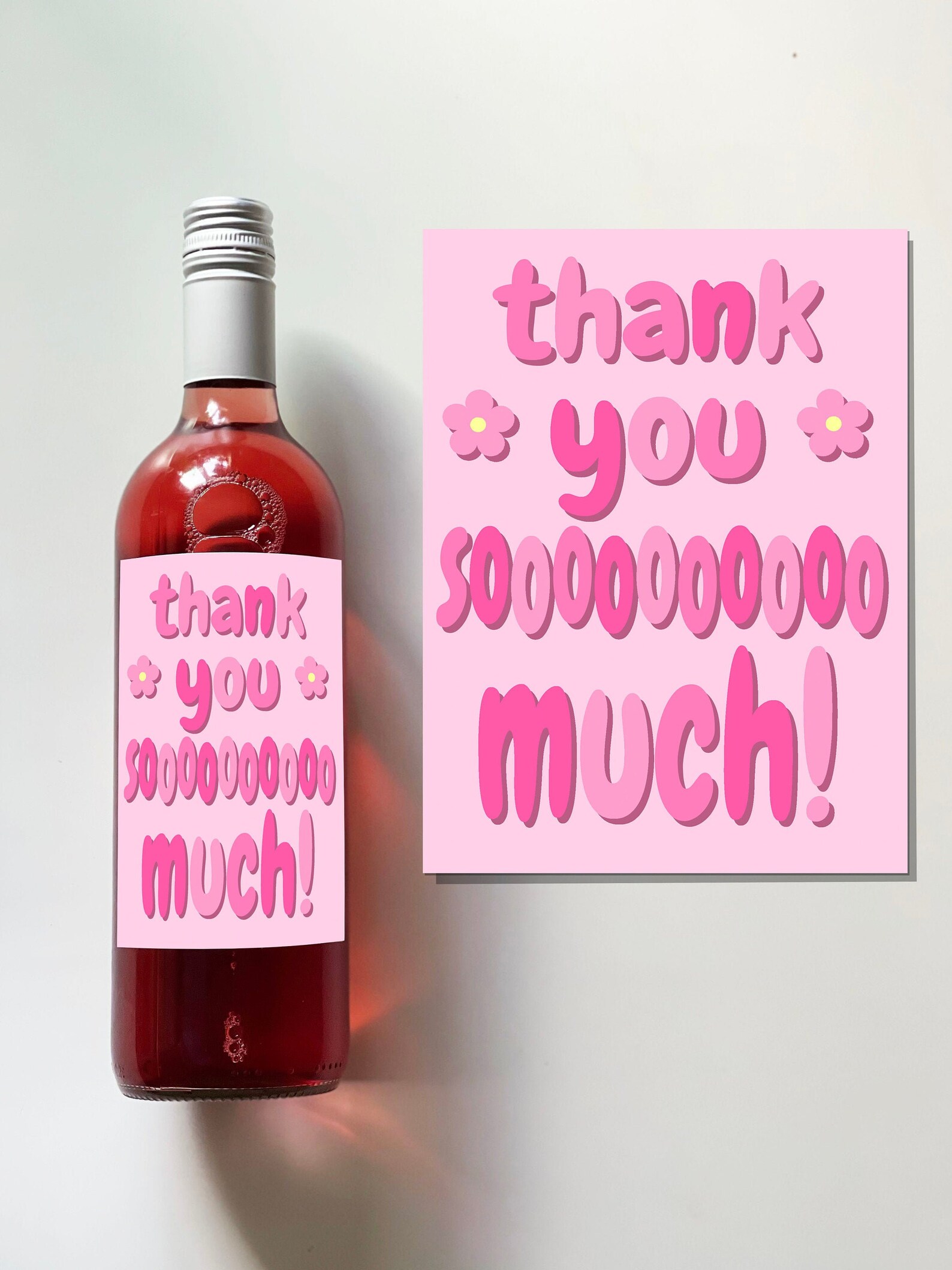 THANK YOU wine bottle label thanks thank you soo much | Etsy