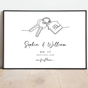 Personalised new home print | Wall Art, Home Decor | illustration Prints | New home gift | Gift for couple | Moving day print | Home |Couple