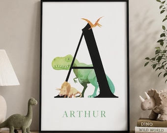 Personalised Name Dinosaur Print | Birthday gift | Nursery Bedroom Print | Wall Art | Childrens bedroom | Dino Prints