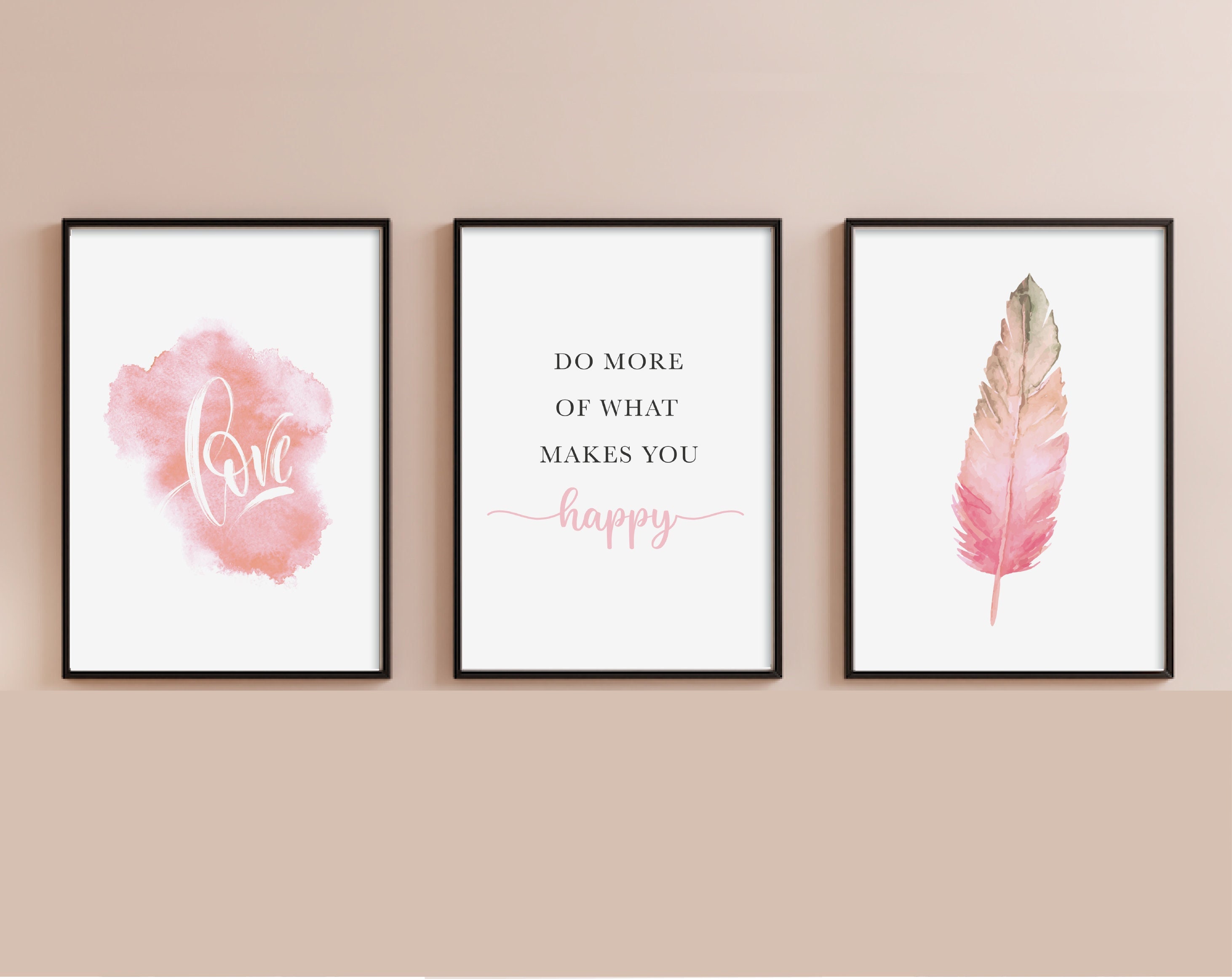 Set of 3 Pink Bedroom Prints Gift Girls Bedroom Dressing Etsy UK