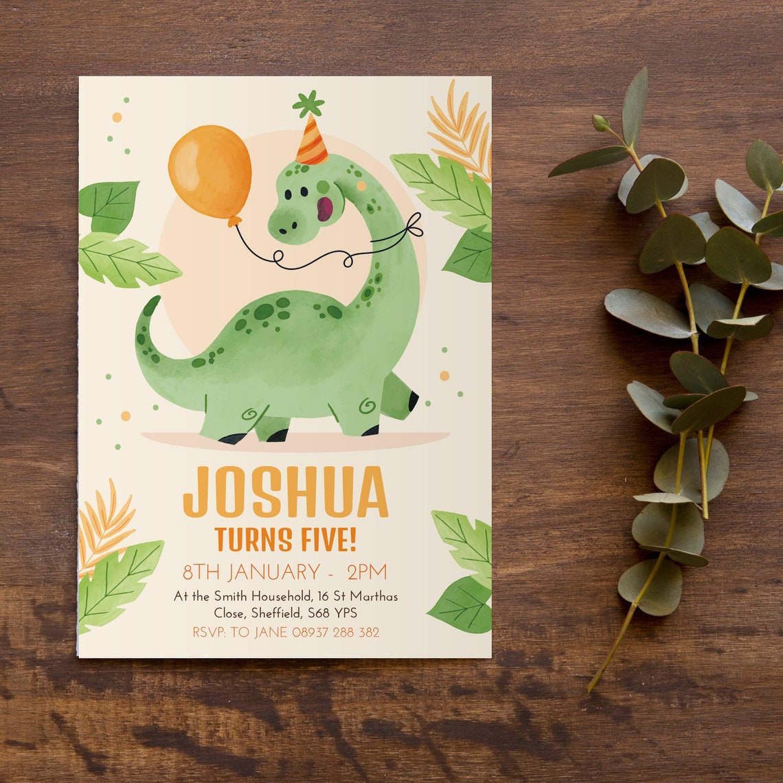 Dinosaur Birthday Invitation A6 Printed Personalised | Etsy
