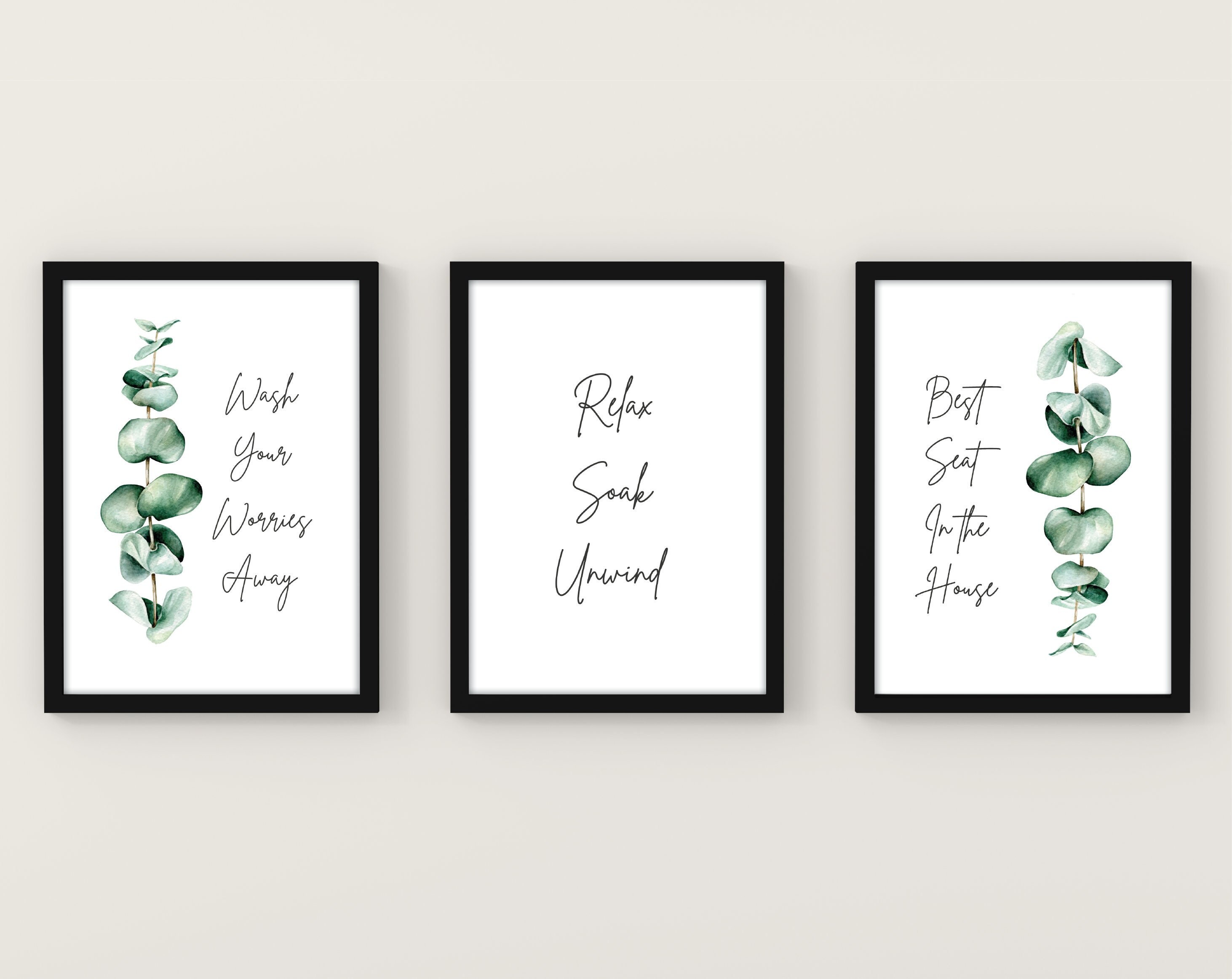 Set of 3 Eucalyptus Quote Prints Home Decor Bathroom Etsy