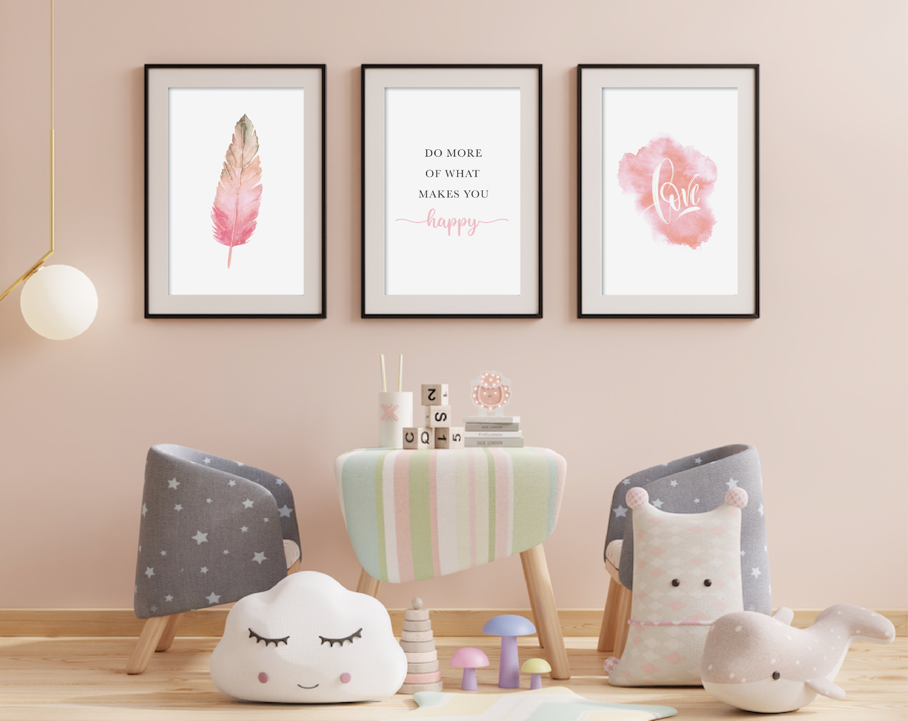 Set of 3 Pink Bedroom Prints Gift Girls Bedroom Dressing Etsy UK