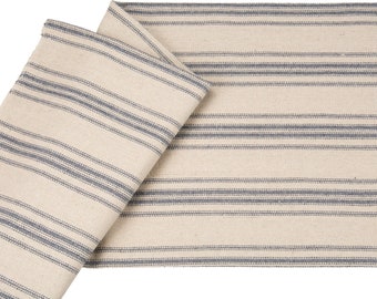 Grain Sack Fabric - 12 Blue Stripes