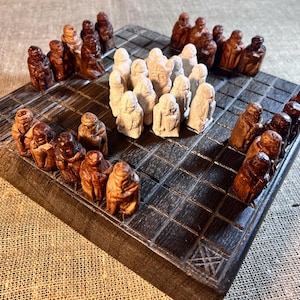 Hnefatafl board game. Swedish falk art custom chess set game. Viking lawn game set.