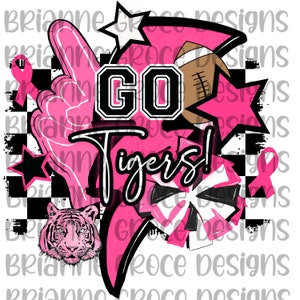 Tiger rosa Fußball Blitz kariert retro digitales Design sofortiger Download transparenter Hintergrund png dtf Sublimation