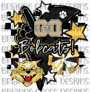 Retro Blitz kariert Bobcat Maskottchen digitales Design herunterladen Sublimation transparenten Hintergrund dtf png