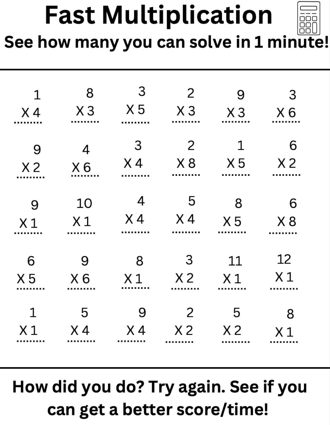 Fast Multiplication Digital Print Etsy