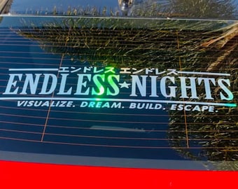 Endless Nights JDM ホログラフィック デカール、車のフロントガラス