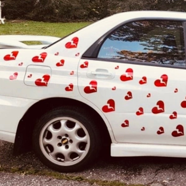 Broken Heart Decal Sticker Pack - Choose your size, color & quantity! (sadgirlz and sadboyz broken hearts, cars, trucks, car wrap, windows)