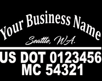 Custom US DOT Trucking Decal Stickers (tow truck, trucking, 18 wheeler,Van-MC number, company logos, mc numbers) weather proof and permanent