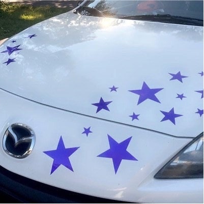  4 Pieces Car Stickers Star Decals Self-Adhesive Car Stickers  Auto Emblem Decorative Reflective Five-Pointed Stickers Decoration for Cars  Bumper Window Truck SUV Laptops Luggage (Black)