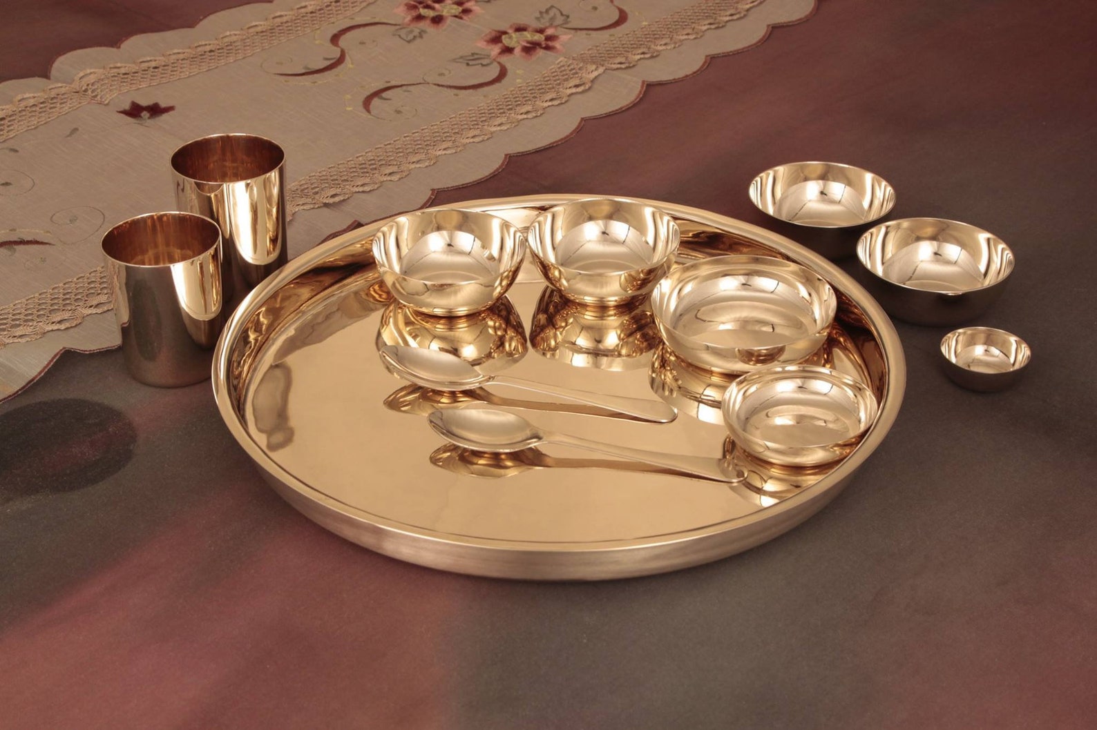 Bronze Dinner Set Indian pure living dinnerset Luxury Etsy