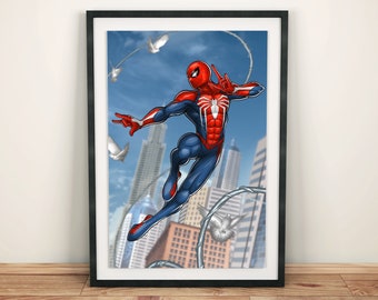 Spiderman PS4/PS5 Poster: Superhero Video Game Art Print