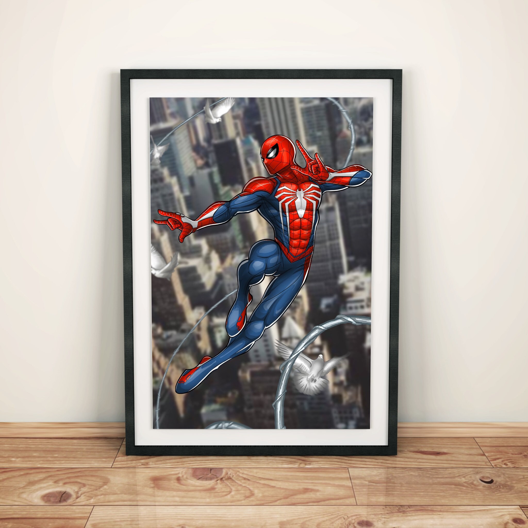 Poster A4 Quadro Moldura Spider Man Ps4 Aranha 32x23cm #11