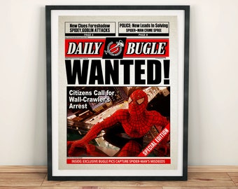 Spider Man Movie | Sam Raimi Spiderman Newspaper Poster Print | Spider-man print |