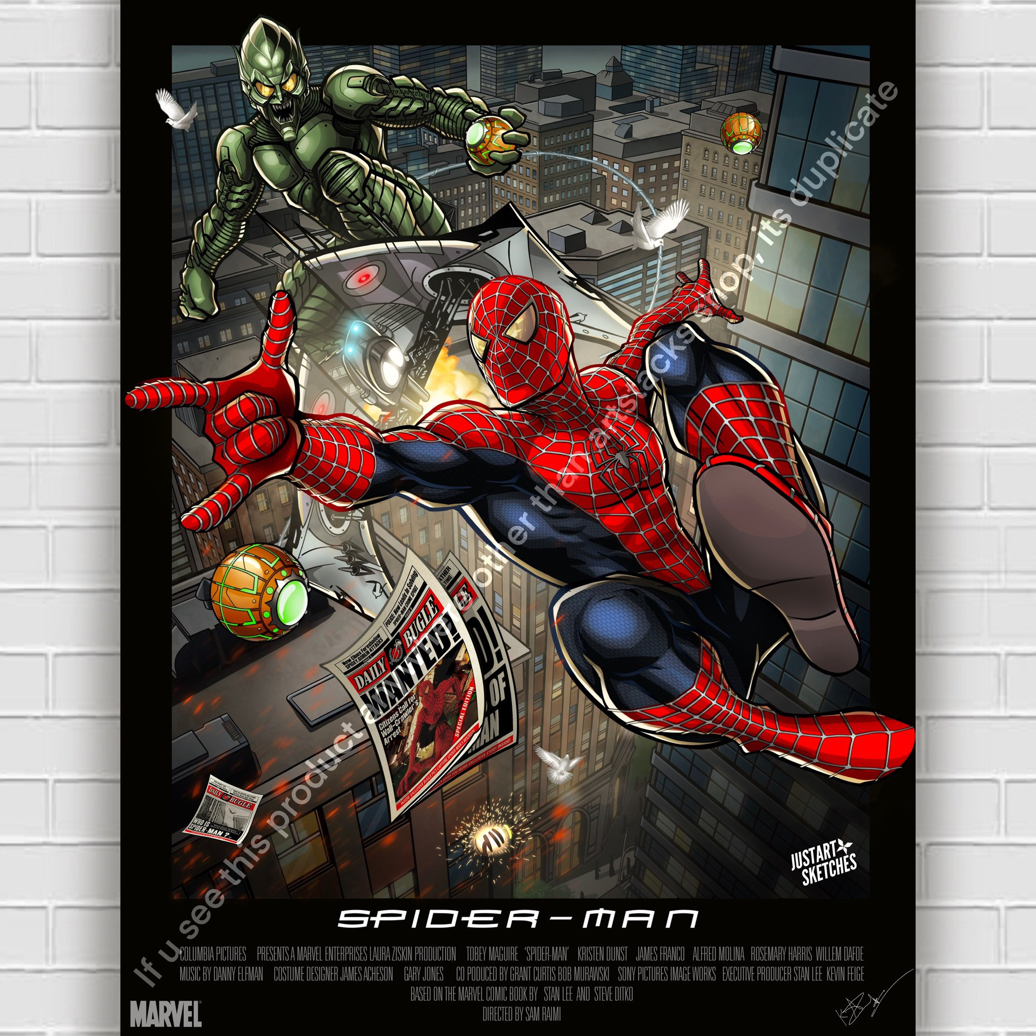 Spider-Man Comic Book Artwork Collage Portrait Tribute Fine Art Mini-Canvas