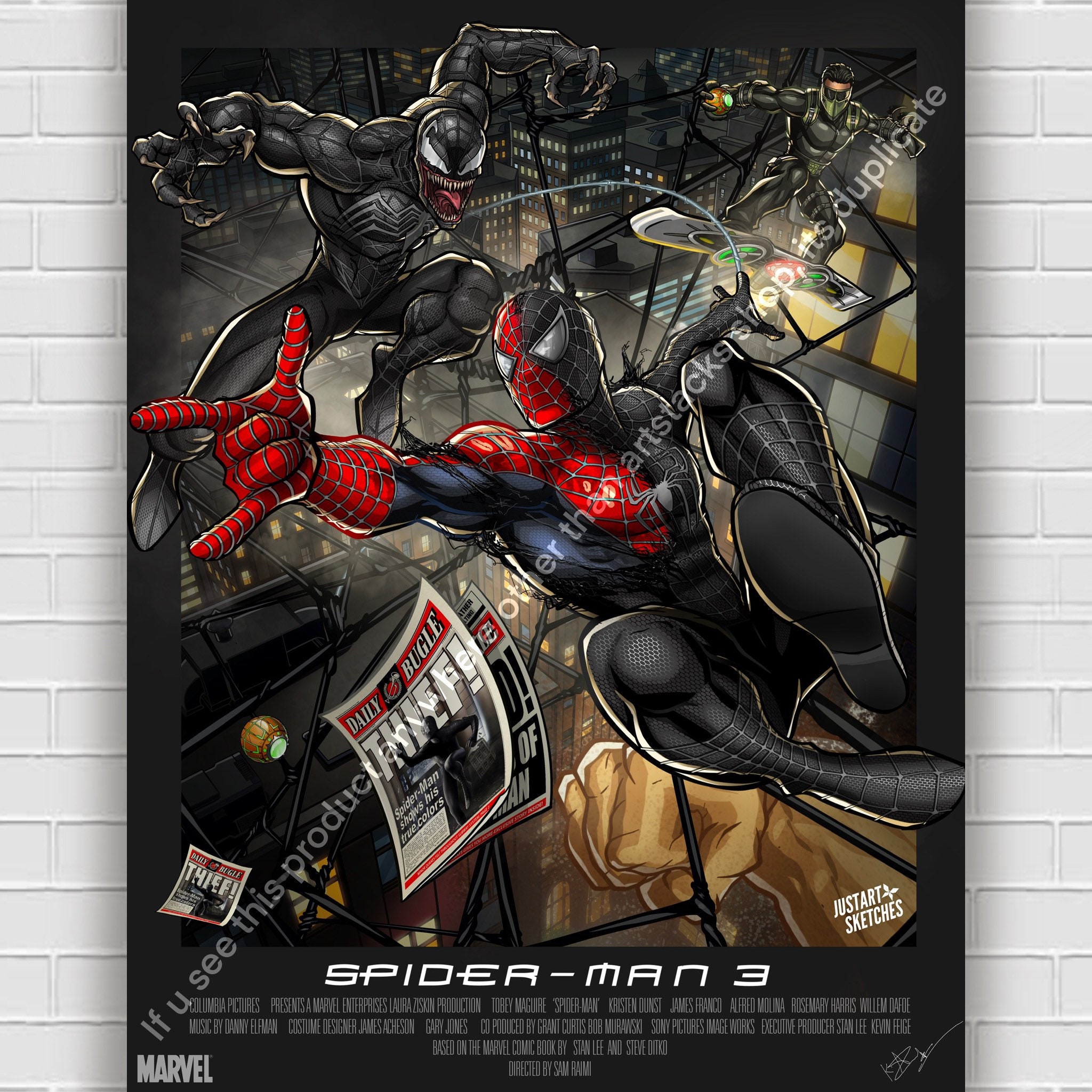 Spider Man 3 Movie Sam Raimi Spiderman Newspaper Poster - Etsy Sweden
