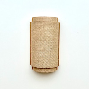 wall light. Solid Oak Wall Lamp – Semi-Circular Design with Double Rattan Shade, Handmade Rustic Sconce for Cozy & Stylish Home Décor.