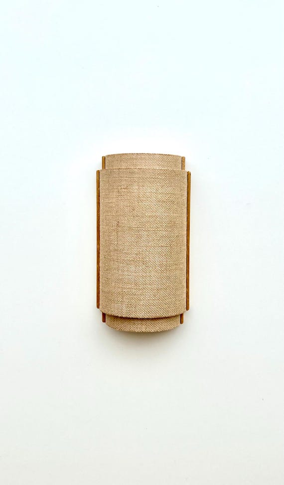 Handmade Raffia & Oak Wall Sconce: Boho Japandi Lamp, Plug-In Option. USA Duties Paid.