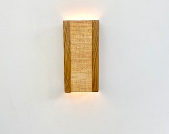 Wood and fabric wall lamp. Oak wall lamp. Wooden wall lamp. Wall lights. Ecological material. Ecological shipping. Sconce lamp. wood lamp