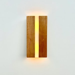 Oak Wall Lamp - Wooden Wall Sconce with Fabric Shade - Rustic Handmade Lighting - Modern Natural Home Decor