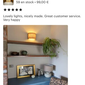 Rustic Wood Wall Sconce, Burlap Double Shade, Boho Japandi Lamp. taxes paid to the USA image 12