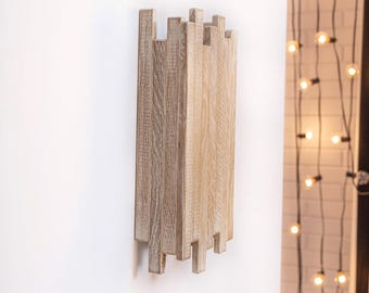Oak Wooden Wall Sconce: Modern Wall Lamp. Plug-in Option. USA Duties Paid.