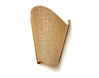 Japandi wall sconce: , oak & rattan wall lamp. Plug-in Option. USA Duties Paid.