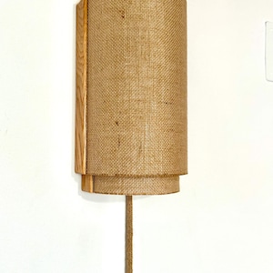 Boho Rattan Plug in Wall Sconce, Japandi Wooden Wall Lamp, USA Duties PaidPaid. image 9