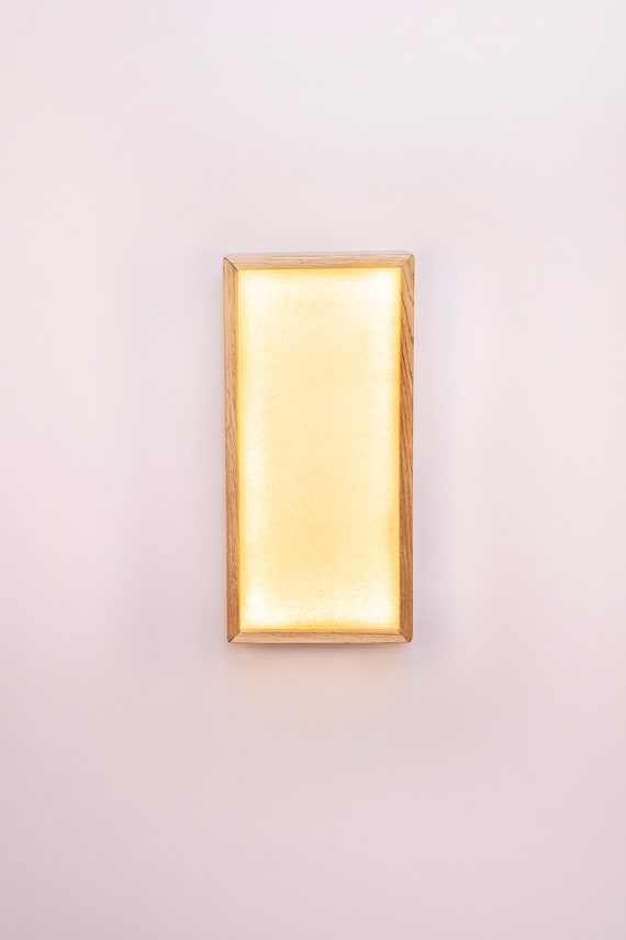 Handmade Oak Wood Wall Sconce: Minimalist Japandi Lighting. Plug-in Option. USA Duties Paid.
