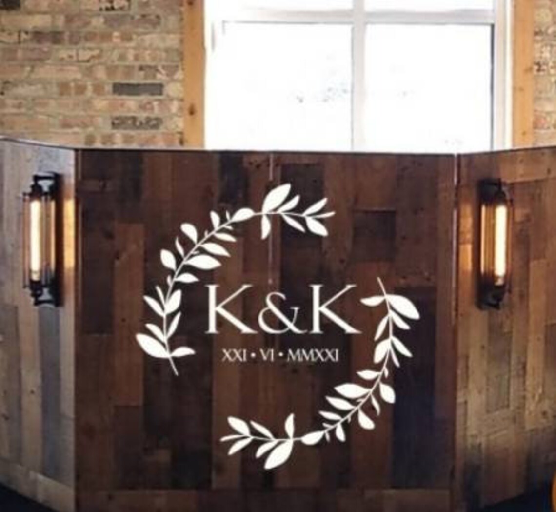 Personalised Wedding Vinyl Decal With the Bride and Grooms Initials and Date of Event. Etsy