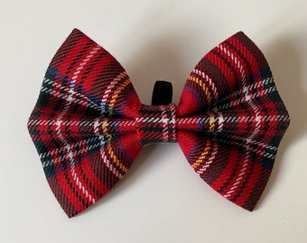 Nœud papillon chien tartan rouge