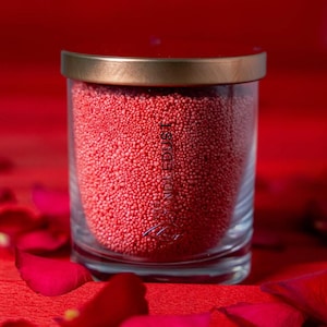 Candle Sand Red Pearled in glass / 11.84oz/350ML