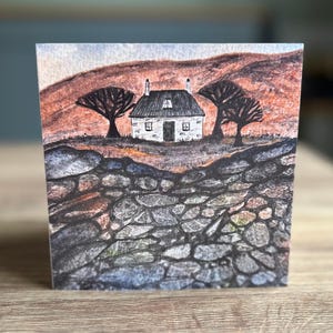 Scottish Cottage Card - Wee bothy cottage over the wall card printed from my own painting. Original art rustic cottage any occasion new home