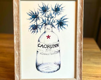 Caorunn Gin & Distle Aquarell Kunstdruck, Scottish Wanddeko