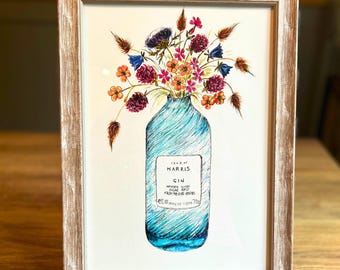 Harris Gin & Wildflower Fun Kunstdruck, handgemalte Wandkunst