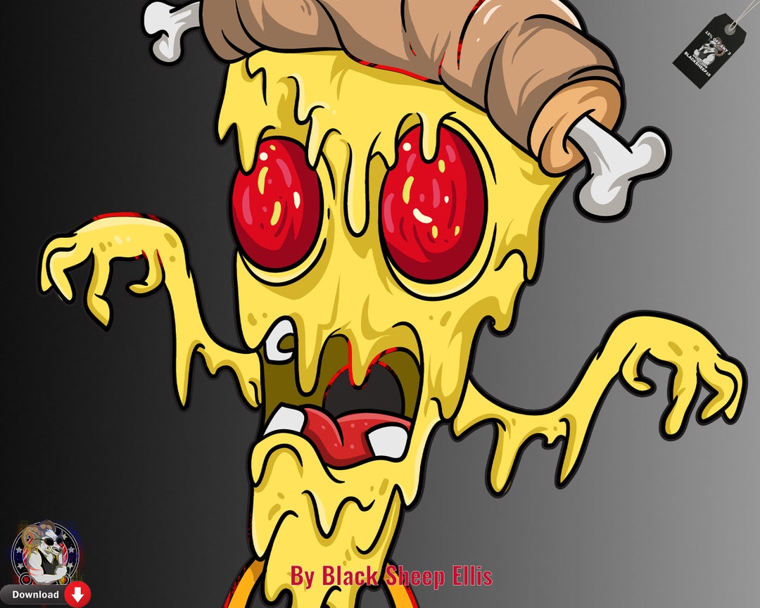 Zombie Pizza Art Print Pizza Slice Printable Creepy Pizza Etsy