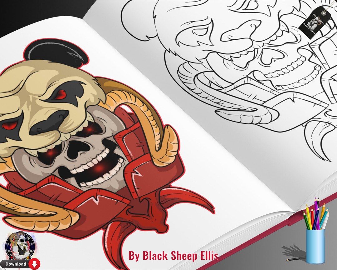 Png Skull Printable Panda Coloring Page Digital Download Goth - Etsy