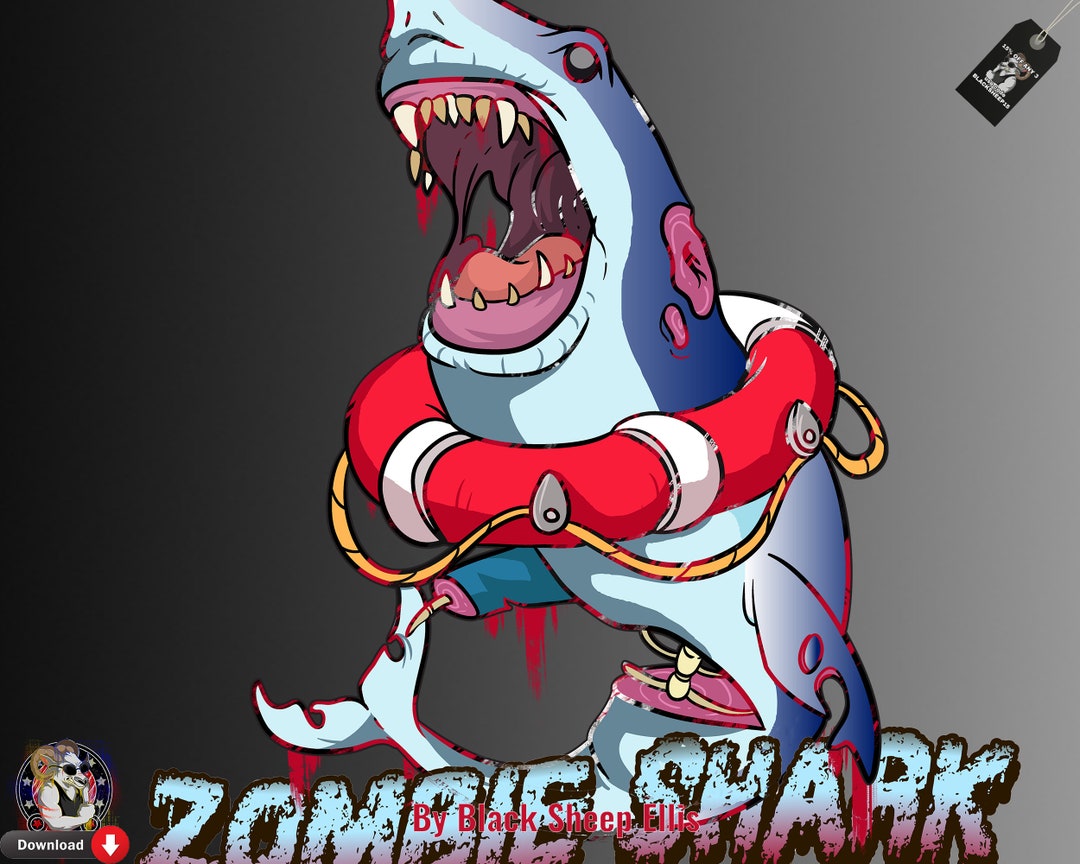 Printable Shark Clip Art Zombie Print Poster/clipart/decal Etsy